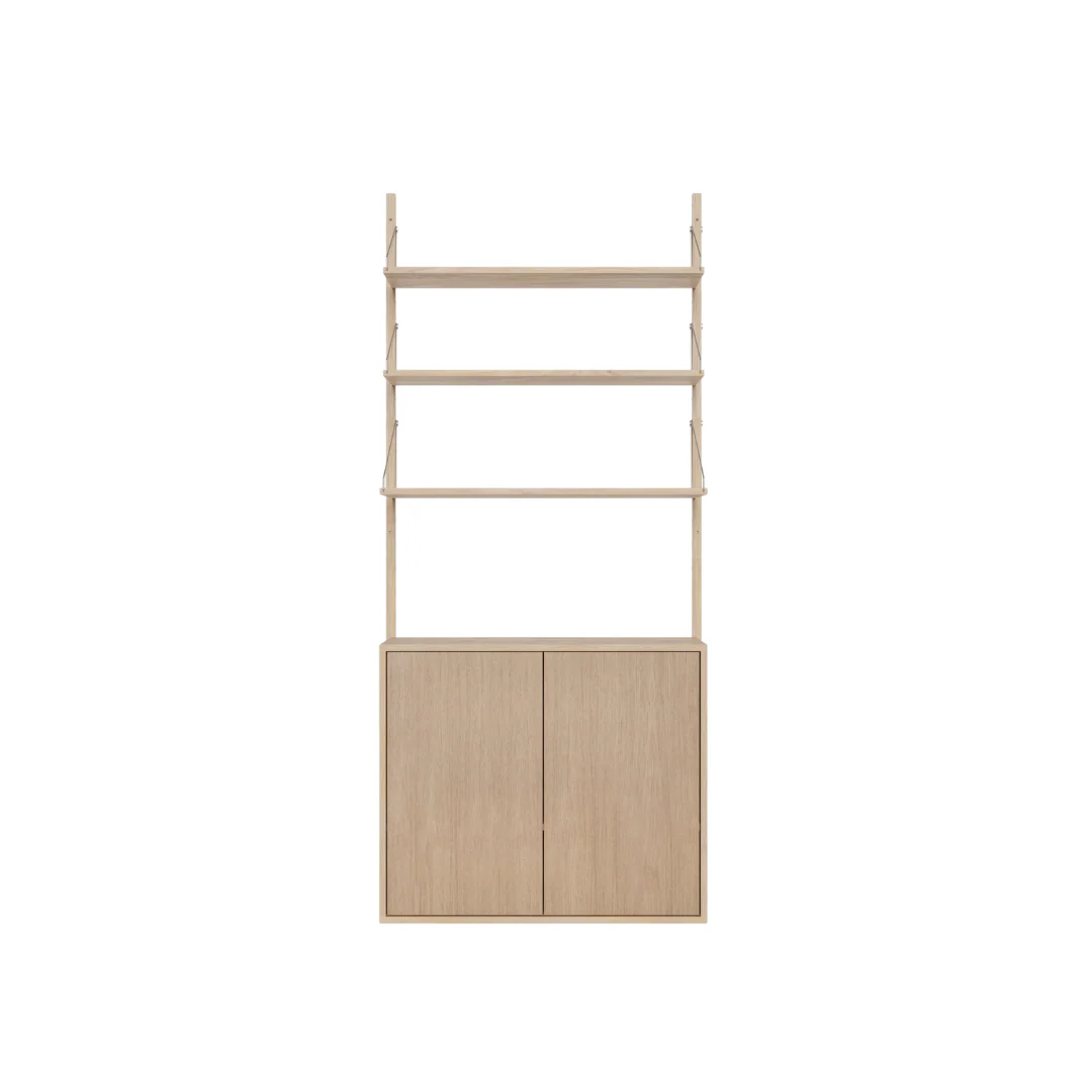 Medium White Oak Shelf Library Cabinet Section