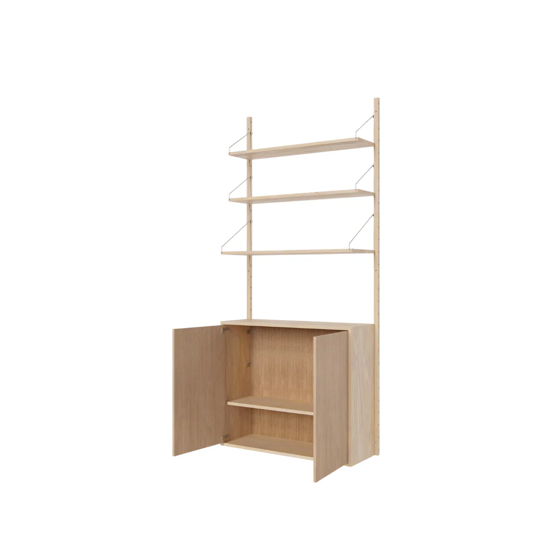 Medium White Oak Shelf Library Cabinet Section - Image 2
