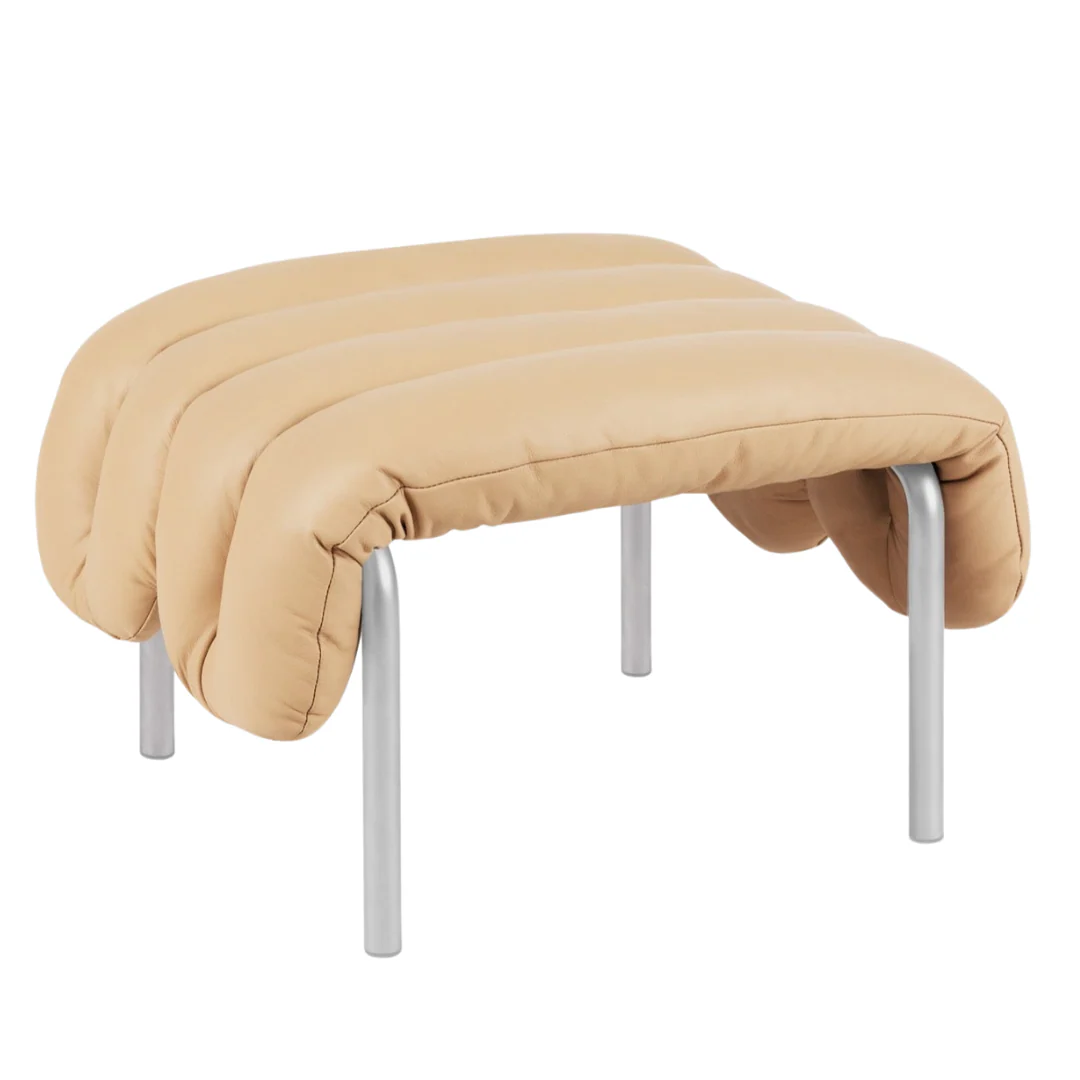 puffy ottoman in stainless steel