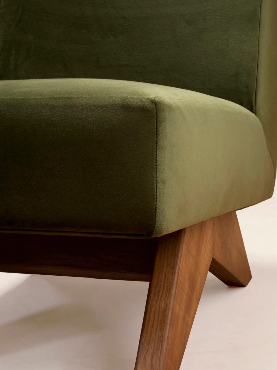 Upholstered Armless Chair, Velvet - Image 3