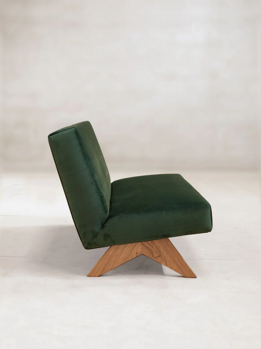 Upholstered Armless Sofa, Velvet - Image 2